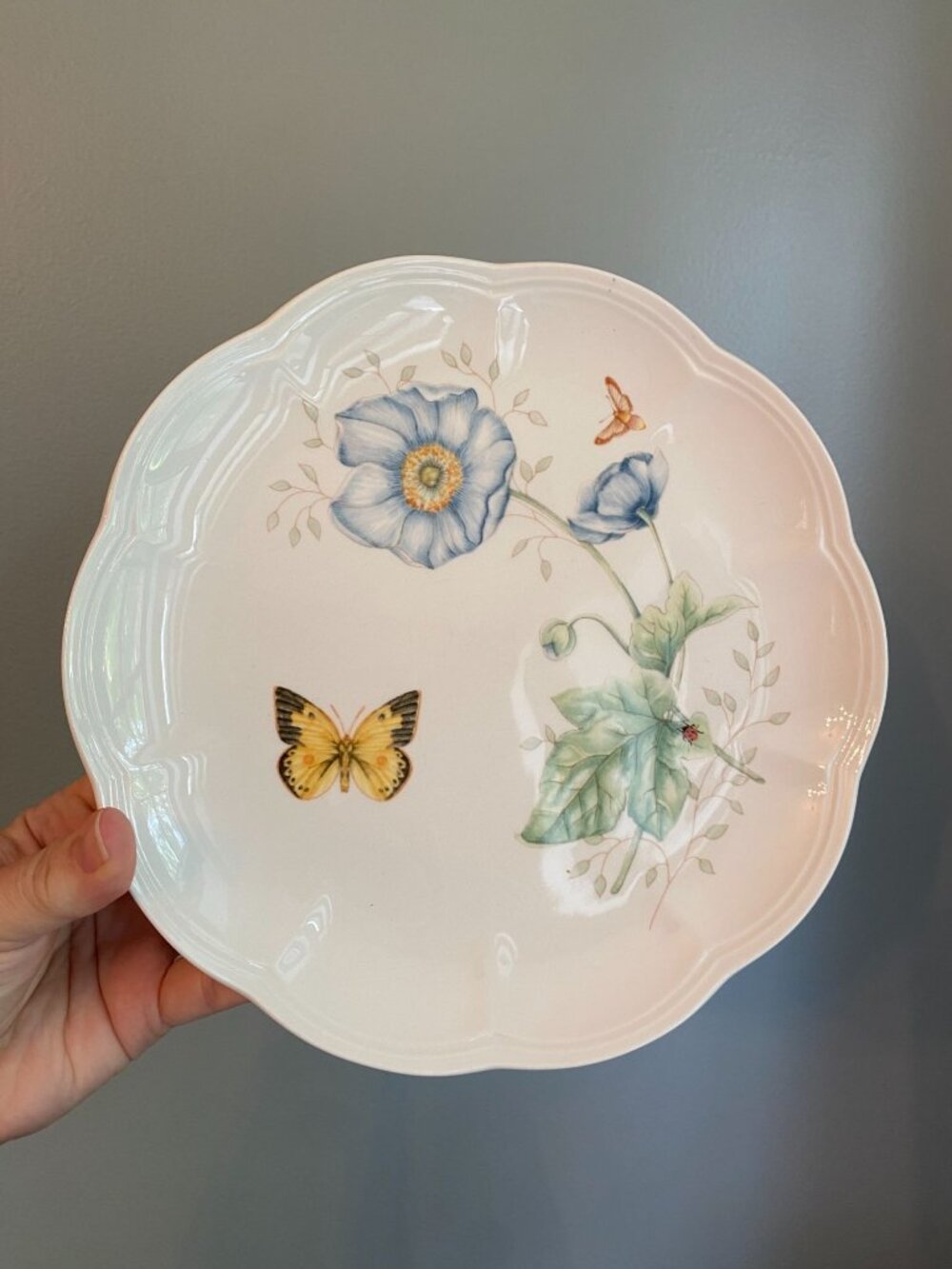 Lenox Butterfly Meadow Monarch 9" Plate With Ladybug & Butterfly Motif